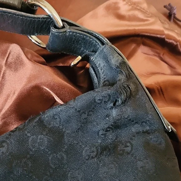 Gucci Black Horsebit Medium Canvas Hobo - Picture 7 of 14